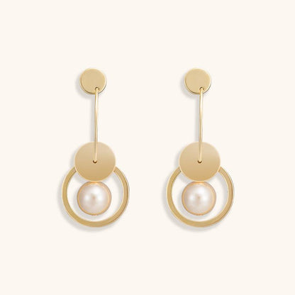 Hanging Pearl Drop Earrings - 18K Gold Plated - Jewelry de Corner