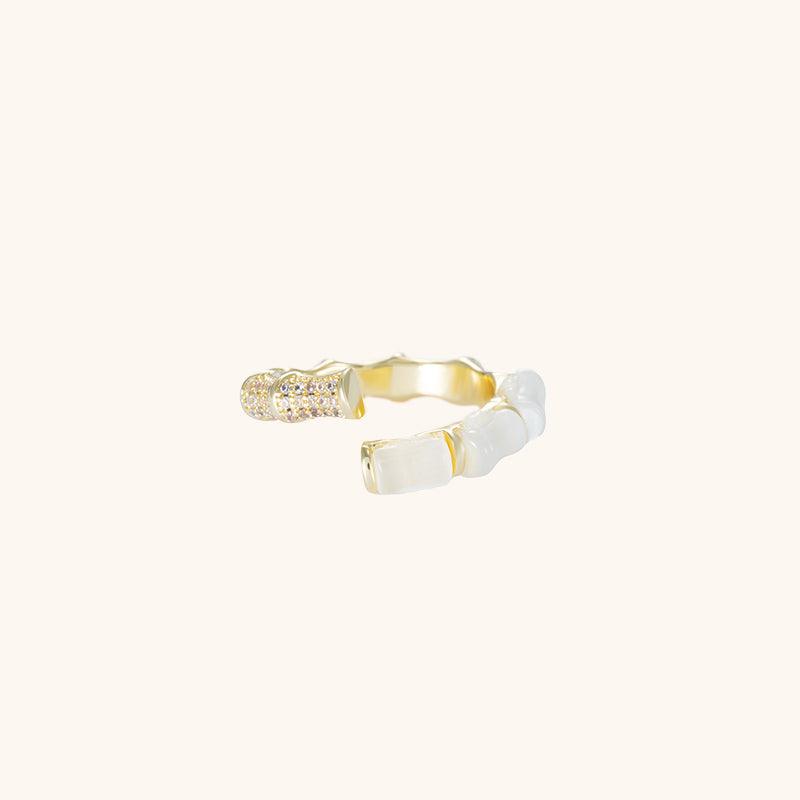 Jade Bamboo Ring - 18K Gold Plated - Jewelry de Corner