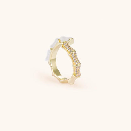 Jade Bamboo Ring - 18K Gold Plated - Jewelry de Corner