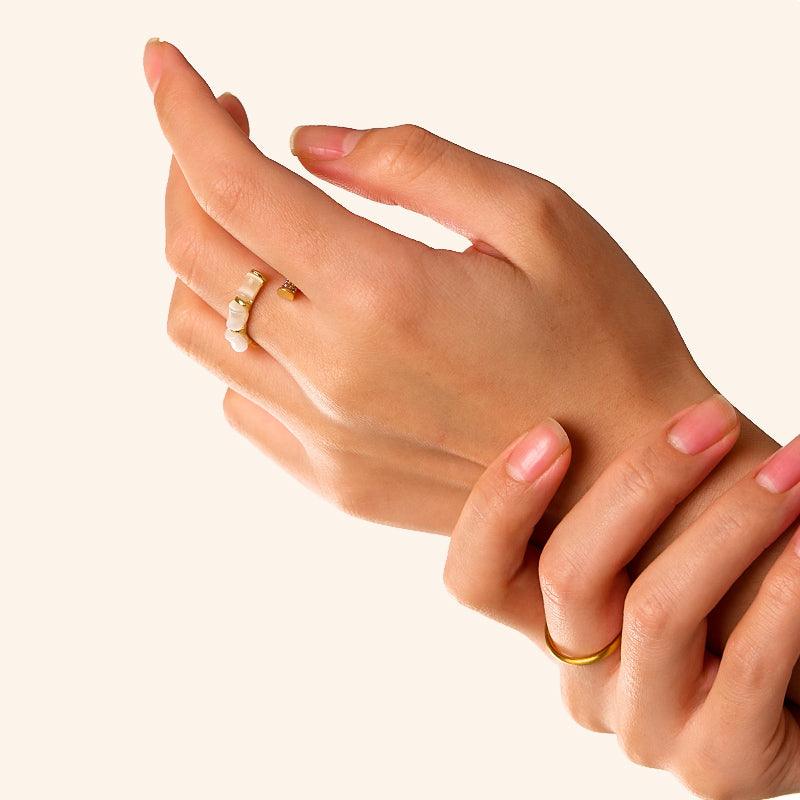 Jade Bamboo Ring - 18K Gold Plated - Jewelry de Corner