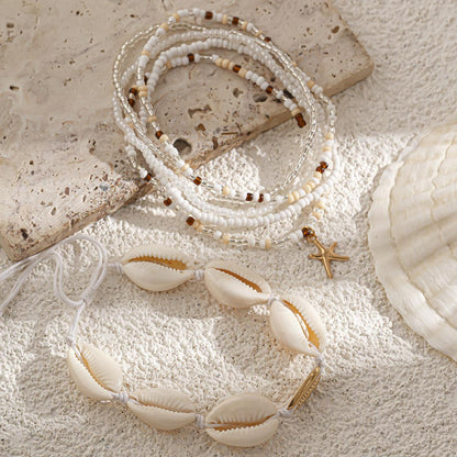 Multi - layered Shell Beaded Anklet - Jewelry de Corner