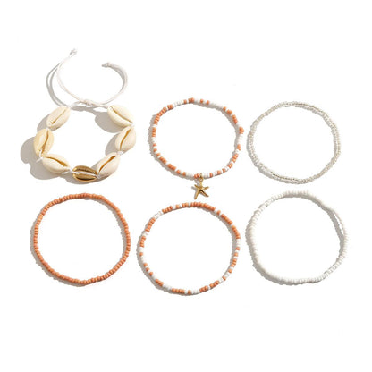Multi - layered Shell Beaded Anklet - Jewelry de Corner