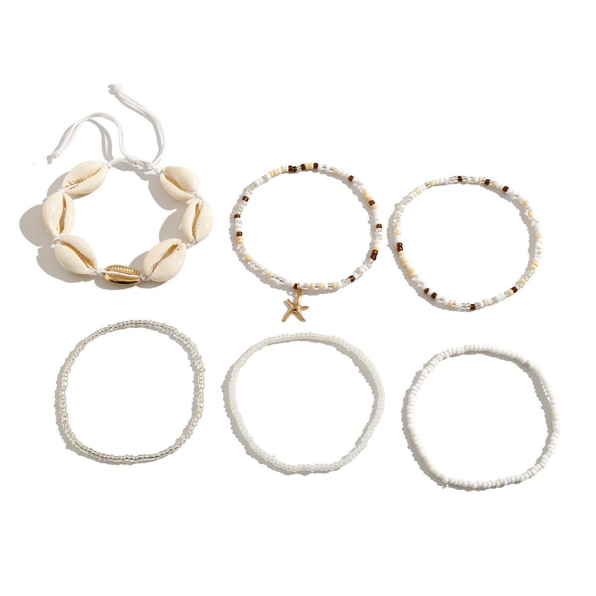 Multi - layered Shell Beaded Anklet - Jewelry de Corner