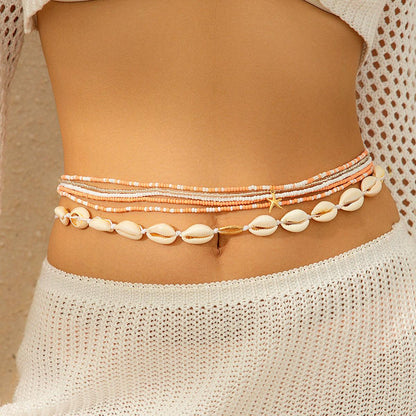Multi - layered Shell Beaded Waist Chain - Jewelry de Corner
