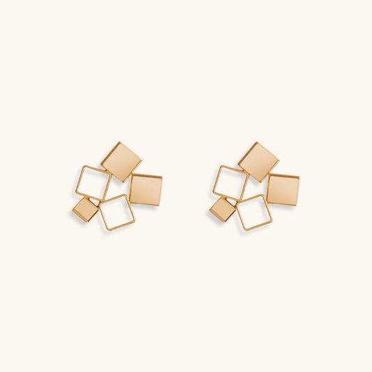 Mysterious Cube Studs Earrings - 18K Gold Plated - Jewelry de Corner