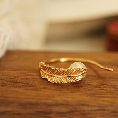 Pearl Drop Feather Classical Earrings - Jewelry de Corner