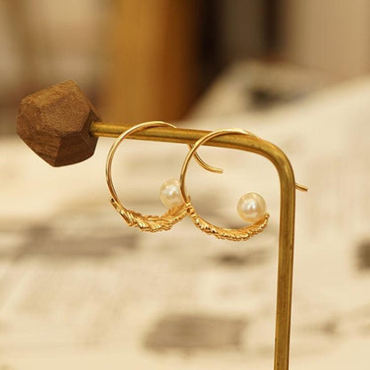 Pearl Drop Feather Classical Earrings - Jewelry de Corner