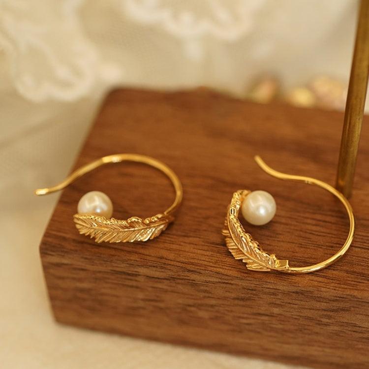 Pearl Drop Feather Classical Earrings - Jewelry de Corner
