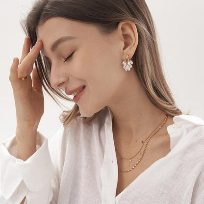 Pearl Tassel Studs Earrings - 18K Gold Plated - Jewelry de Corner