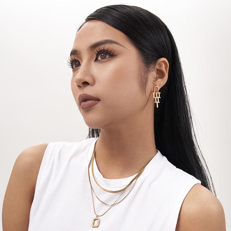 Pharaoh's Sigh Drop Earrings - 18K Gold Plated - Jewelry de Corner