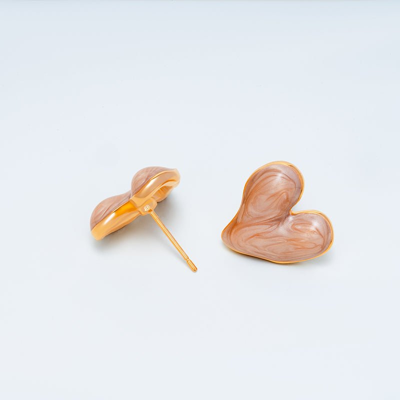 Pink Dripping Glaze Heart Stud Earrings - Jewelry de Corner