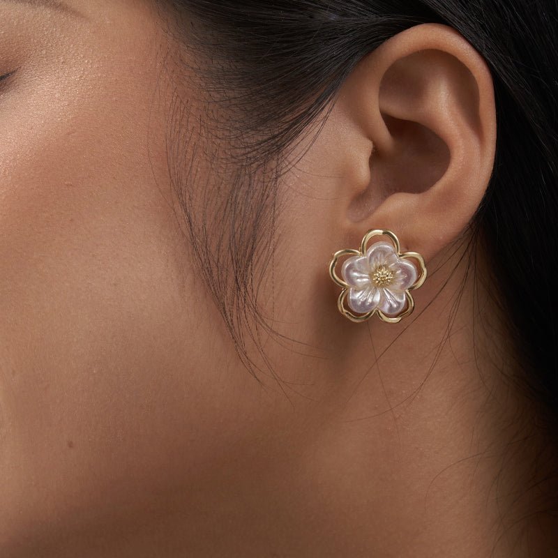 Preserved Flowers Studs Earrings - 18K Gold Plated - Jewelry de Corner