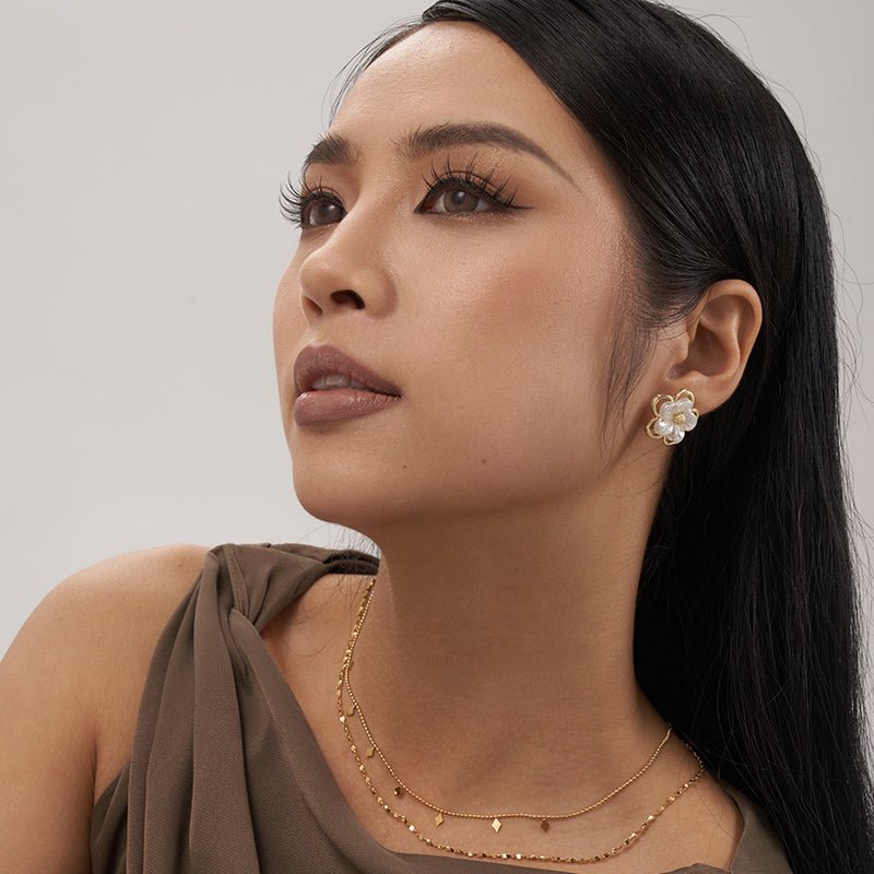 Preserved Flowers Studs Earrings - 18K Gold Plated - Jewelry de Corner