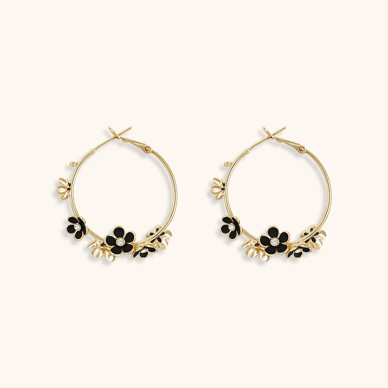 Rose Wreath Hoops Earrings - 18K Gold Plated - Jewelry de Corner