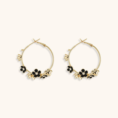 Rose Wreath Hoops Earrings - 18K Gold Plated - Jewelry de Corner