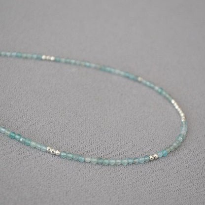 Simple Sea Blue Beaded Thin Necklace Clavicle Chain - Jewelry de Corner
