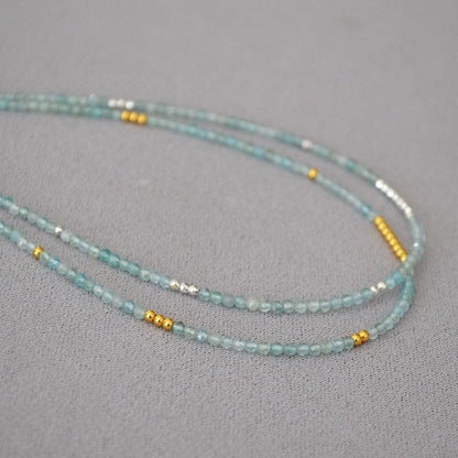 Simple Sea Blue Beaded Thin Necklace Clavicle Chain - Jewelry de Corner