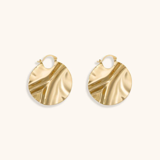 Streamer Impression Hoops Earrings - 18K Gold Plated - Jewelry de Corner