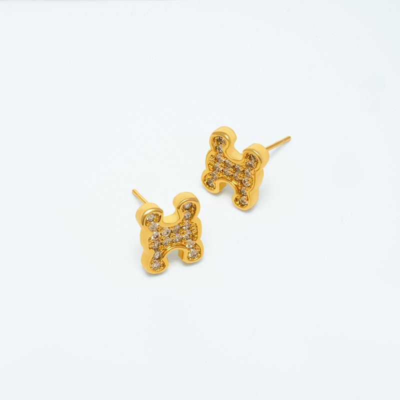 Vintage French Arc de Triomphe Zircon Earrings - Jewelry de Corner