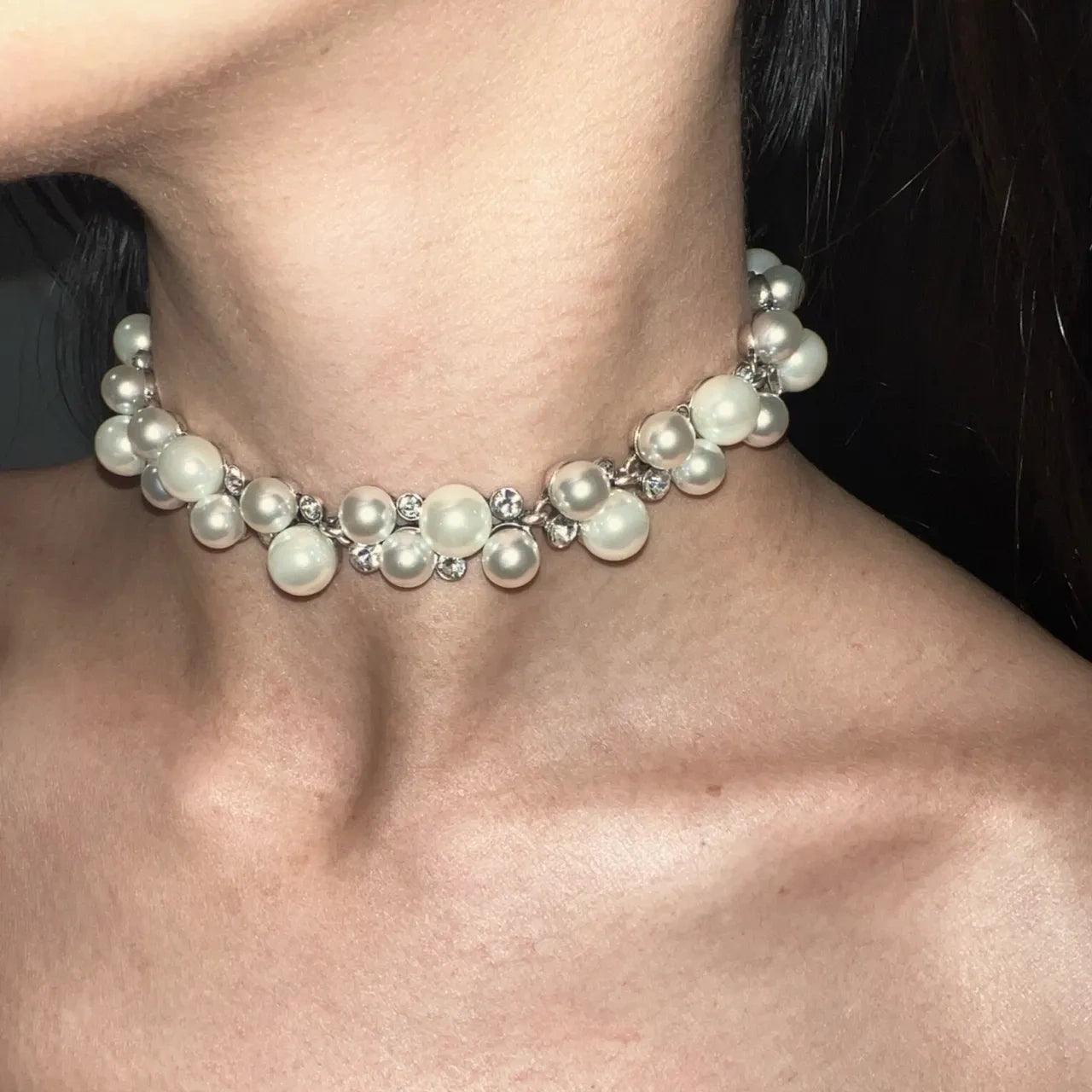 Vintage Pearl Cross Necklace Choker - Jewelry de Corner