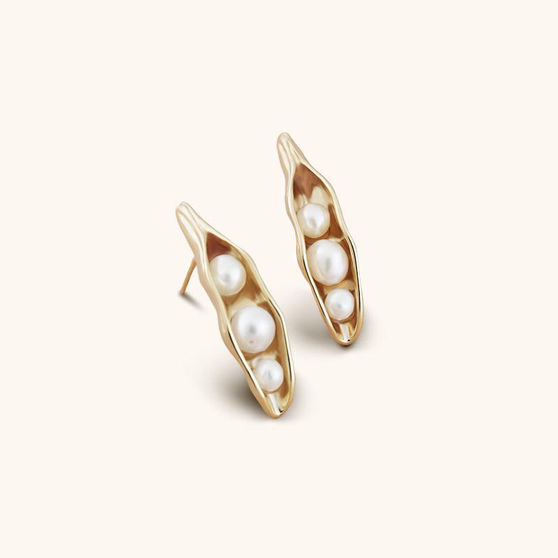 Watercress Pearl Drop Earrings - 18K Gold Plated - Jewelry de Corner