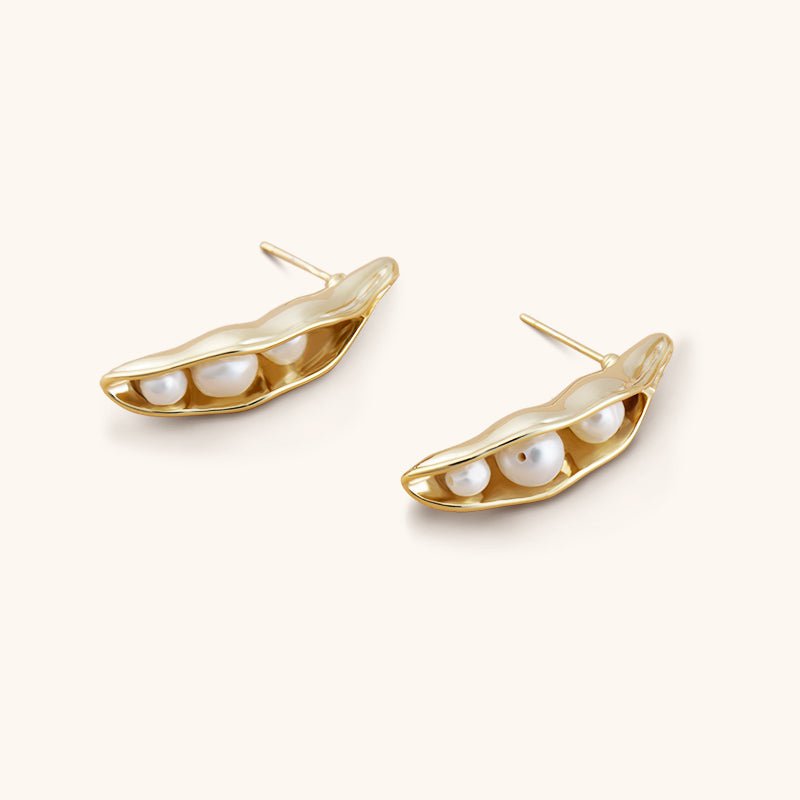 Watercress Pearl Drop Earrings - 18K Gold Plated - Jewelry de Corner