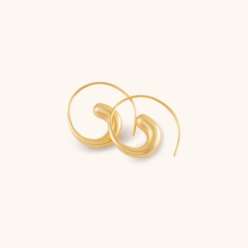 Wave Hoops Earrings - 18K Gold Plated - Jewelry de Corner