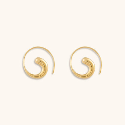 Wave Hoops Earrings - 18K Gold Plated - Jewelry de Corner