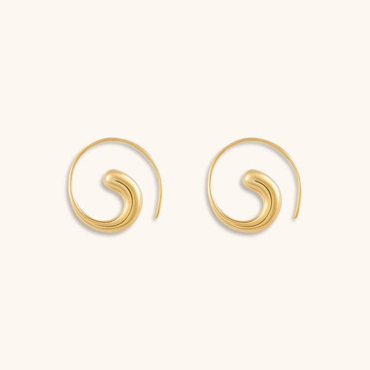 Wave Hoops Earrings - 18K Gold Plated - Jewelry de Corner