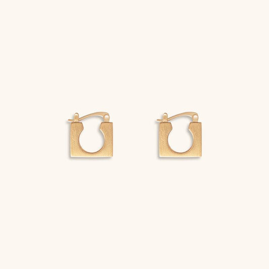 Wedge Stone Hoops Earrings - 18K Gold Plated - Jewelry de Corner