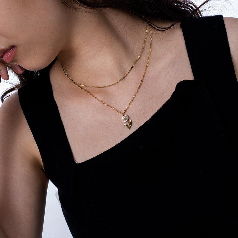 White Garden Necklace - 18K Gold Plated - Jewelry de Corner