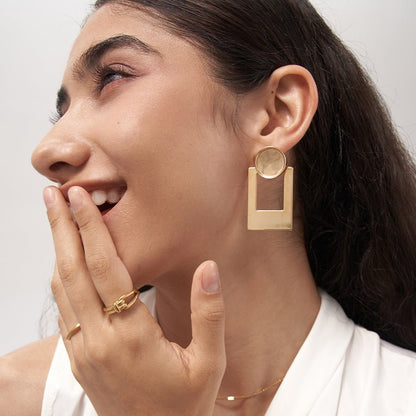 Window Frame Studs Earrings - 18K Gold Plated - Jewelry de Corner