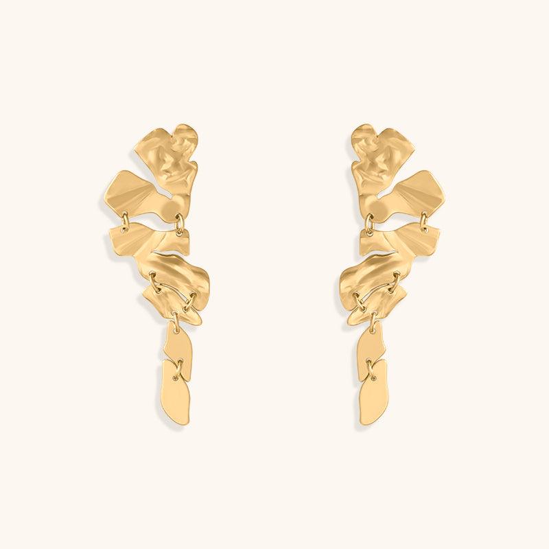Flowing Gold Rock Hoops Earrings - 18K Gold Plated - Jewelry de Corner