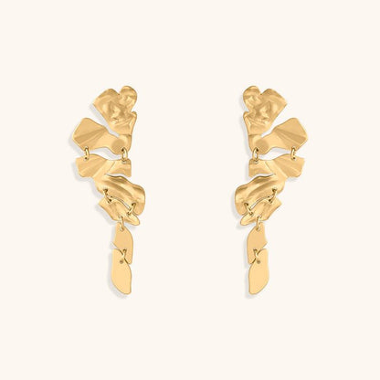 Flowing Gold Rock Hoops Earrings - 18K Gold Plated - Jewelry de Corner